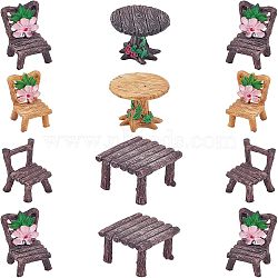 Resin Home Decorations, Table & Chair, Mixed Color, 4sets/bag(RESI-NB0001-32)