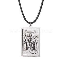 Tarot Card 201 Stainless Steel Pendant Necklaces, with Imitation Leather Cords, Stainless Steel Color, 17.60~17.87 inch(44.7~45.4cm)(NJEW-JN04496-04)