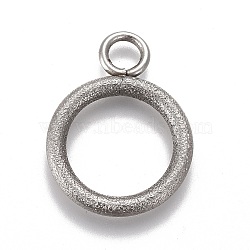 Tarnish Resistant 304 Stainless Steel Toggle Clasps Parts, Textured, Ring, Stainless Steel Color, 19x14x2mm, Hole: 3mm(STAS-P248-01P)