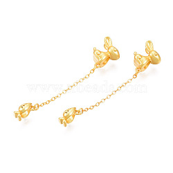 Brass Beads, with Chain, Cadmium Free & Nickel Free & Lead Free, Rabbit with Carrot, Real 18K Gold Plated, 56mm(KK-N232-308)