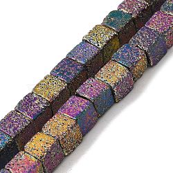 Blaking Painted Natural Lava Rock Beads Strands, Cube, Colorful, 8~9x8~9x8~9mm, Hole: 1.2mm, about 49pcs/strand, 15.55''(39.5cm)(G-B086-B01-01B)