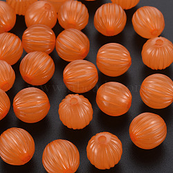 Imitation Jelly Acrylic Beads, Corrugated Beads, Round, Chocolate, 14x13mm, Hole: 2.5mm, about 356pcs/500g(MACR-S373-11-E05)