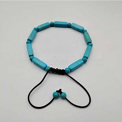 Rectangle Natural Howlite Dyed Braided Bead Bracelets, Adjustable Bracelets for Women(VO3250-1)