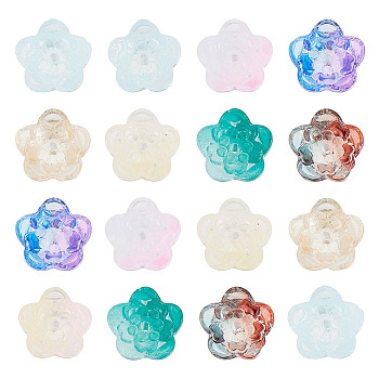 100Pcs Gradient Handmade Lampwork Beads, Flower, Mixed Color, 11x7.5mm, Hole: 1.3mm