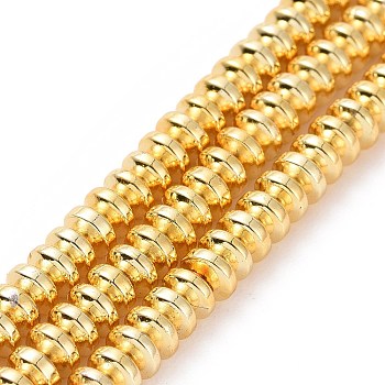 Electroplate Non-magnetic Synthetic Hematite Beads Strands, Grade AA, Long-Lasting Plated, Rondelle, Golden Plated, 4x2mm, Hole: 1mm, about 175pcs/strand, 15.7 inch(40cm)