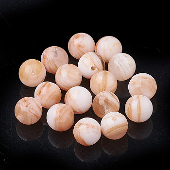 Cellulose Acetate(Resin) Beads, Round, PeachPuff, 8mm, Hole: 1.5mm