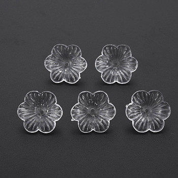 Flower Transparent Acrylic Bead Caps, 6-Petal, Clear, 21x19.5x9.5mm, Hole: 1.5mm