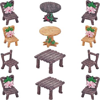 Resin Home Decorations, Table & Chair, Mixed Color, 4sets/bag