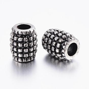 304 Stainless Steel European Beads, Large Hole Beads, Antique Silver, 12x10mm, Hole: 4mm