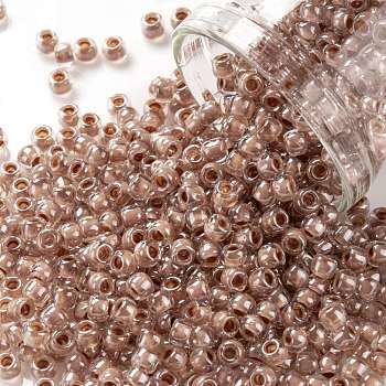TOHO Round Seed Beads, Japanese Seed Beads, (1067) Light Rust Lined Crystal, 8/0, 3mm, Hole: 1mm, about 1110pcs/50g
