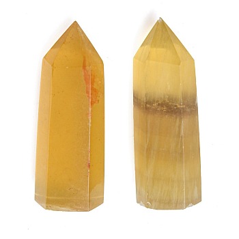 Natural Yellow Fluorite Home Decorations, Display Decoration, Healing Stone Wands, for Reiki Chakra Meditation Therapy Decos, Hexagon Prism, 51~65x16~18x15~20mm