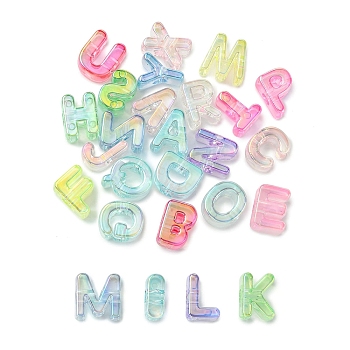 26Pcs 26 Styles Opaque Acrylic European Beads, Large Hole Beads, Mixed Color, Letter A~Z, 20~21x8.5~20.5x13.5~14mm, Hole: 6mm, 1pc/style
