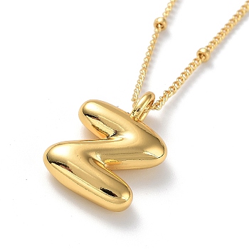 Initial Letter Brass Pendant Necklaces, Real 18K Gold Plated, Letter Z, 17.52 inch(445mm), Letter: 19x13.5mm.
