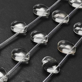 Transparent Glass Beads Strands, Teardrop, Clear, 15x12x6mm, Hole: 0.6mm, about 17pcs/strand, 16.14''(41cm)