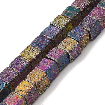 Blaking Painted Natural Lava Rock Beads Strands, Cube, Colorful, 8~9x8~9x8~9mm, Hole: 1.2mm, about 49pcs/strand, 15.55''(39.5cm)