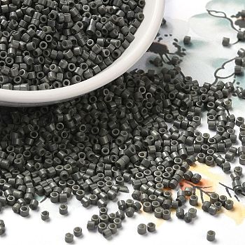 Baking Paint Glass Seed Beads, Cylinder, Gray, 2x1.5mm, Hole: 1mm, about 50398pcs/pound