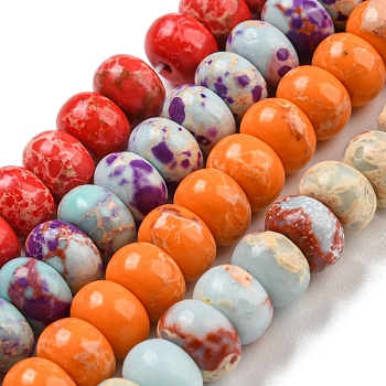 Synthetic Imperial Jasper Dyed Beads Strands, Rondelle, Mixed Color, 6~7x4~4.5mm, Hole: 1.2mm, about 90~94pcs/strand, 14.76''~15.08"(37.5~38.3cm)
