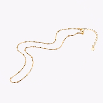 Brass Ball Chain Necklaces, with Rondelle Beads, Golden, 15.94 inch(40.5cm)
