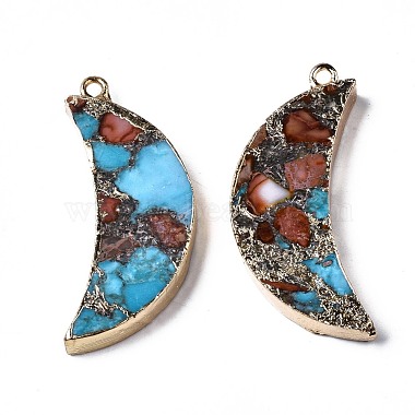 Assembled Natural Bronzite & Synthetic Turquoise & Imperial Jasper Pendants(G-N330-035B)-2