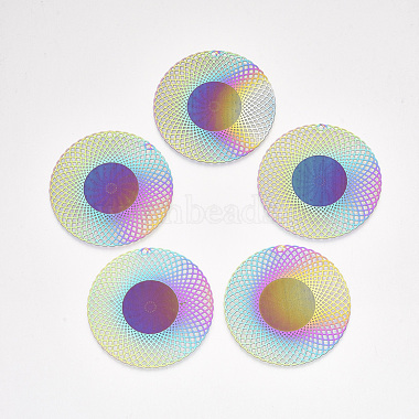 Multi-color Flat Round Stainless Steel Big Pendants