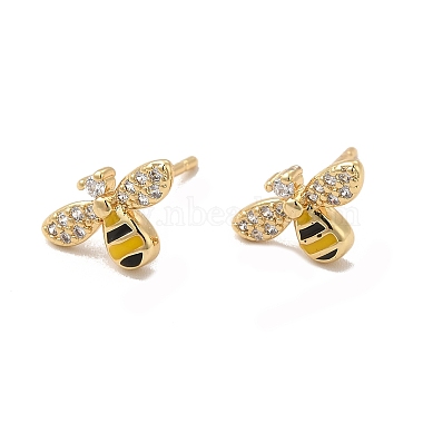 Clear Bees Brass+Cubic Zirconia Stud Earrings