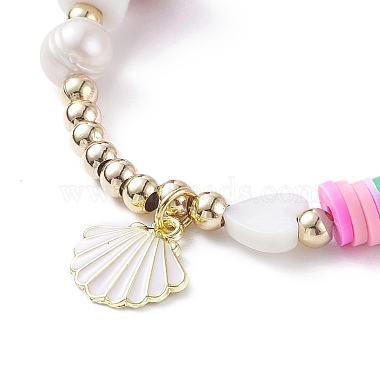 Alloy Enamel Shell Charm Bracelet(BJEW-TA00086)-4