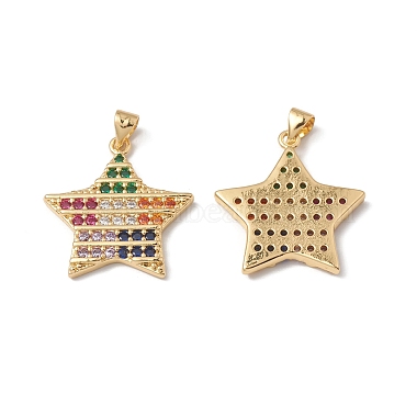 Real 18K Gold Plated Gold Star Brass+Cubic Zirconia Pendants