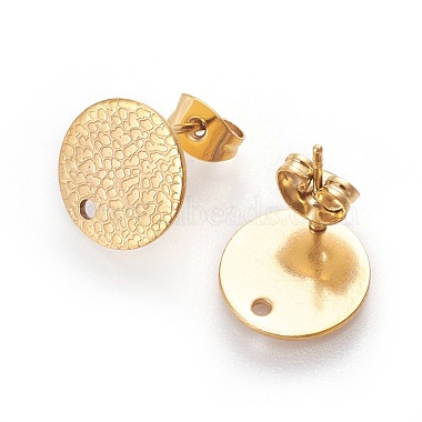 Golden Flat Round 304 Stainless Steel Stud Earring Findings