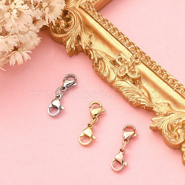 3Pcs 3 Colors 304 Stainless Steel Double Lobster Claw Clasps(STAS-YW0001-52B)-5