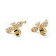Cubic Zirconia Bee Stud Earrings with Enamel(EJEW-G341-02G)-1