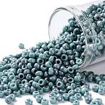 TOHO 8/0 Round Beads, Japanese Seed Beads, (1206) Opaque Turquoise Amethyst Marbled, 3mm, Hole: 1mm, about 1110pcs/50g(SEED-XTR08-1206)