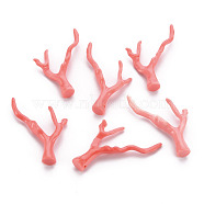 Synthetic Coral Beads, Branch, Dyed, Salmon, 43.5~44.5x34x7.5mm, Hole: 1.5mm(CORA-T011-15A)