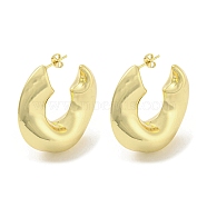 Rack Plating Brass Stud Earrings, Half Hoop Earrings, Long-Lasting Plated, Cadmium Free & Lead Free, Real 18K Gold Plated, 39x15mm(EJEW-K263-35G)