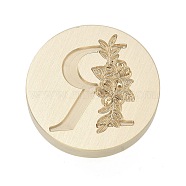 Golden Plated Round Shaped Wax Seal Brass Stamp Head, for Wax Seal Stamp, Letter Pattern, Letter R, 25.5x14mm, Hole: 7.5mm(STAM-S001-01G-18)