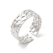 304 Stainless Steel Cuff Wide Band Finger Rings, Texture Open Rings for Women, Stainless Steel Color, Inner Diameter: 18mm(RJEW-L107-011P)