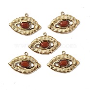 Vacuum Plating 201 Stainless Steel Natural Natural Red Jasper Pendants, Real 18K Gold Plated, Eye Charms, 15.5x23x3.5mm, Hole: 1.5mm(STAS-C064-VC911)