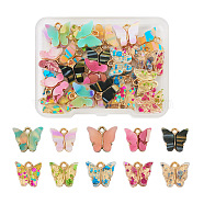 40Pcs 10 Style Transparent Acrylic Charms, with Light Gold Plated Alloy Finding and Sequins, Butterfly, Mixed Color, 11.5~12.5x13~14x3~3.5mm, Hole: 1.7~1.8mm, 4pcs/style(FIND-BY0001-22)