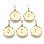 Alloy Pendants, Cadmium Free & Nickel Free & Lead Free, Flat Round with Letter, Real 18K Gold Plated, Letter.D, 17x11.5x1.5mm, Hole: 2.5mm(X-PALLOY-N157-004D-NR)