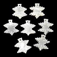 Natural White Shell Pendants, Leaf Charms, WhiteSmoke, 18x17x2mm, Hole: 1mm(BSHE-G034-30)