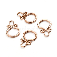 Ion Plating(IP) 304 Stainless Steel Toggle Clasps Parts, Ring, Rose Gold, 22.5x15x2mm, Hole: 6x3.5mm, inner diameter: 11mm(STAS-D142-03C-RG)