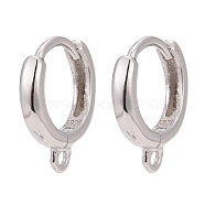 925 Sterling Silver Hoop Earrings, Carved with 925, Platinum, 14x12x2.5mm, Hole: 1mm(STER-K168-042P)
