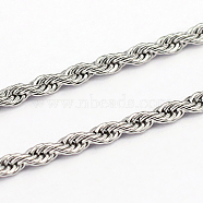 304 Stainless Steel Rope Chains, Stainless Steel Color, 2.4x0.5mm(CHS-O005-43G)