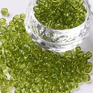 Glass Seed Beads, Transparent, Round, Green Yellow, 6/0, 4mm, Hole: 1.5mm, about 4500 beads/pound(SEED-A004-4mm-4)