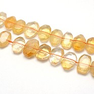 Natural Citrine Beads Strands, Oval, Faceted, 19~21x14~16x7mm, Hole: 1mm, about 26pcs/strand, 15.7 inch(G-O052-03)