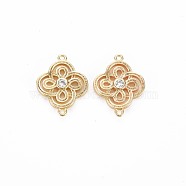 Brass Micro Pave Clear Cubic Zirconia Connector Charms, Nickel Free, Chinese Knot, Real 18K Gold Plated, 14x18x2mm, Hole: 1.2mm(KK-S356-712)