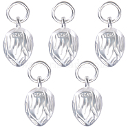5Pcs 925 Sterling Silver Charms, with Jump Ring, Lotus Bud, Silver, 12x7x6mm, Hole: 4mm(STER-BBC0005-35S)