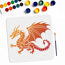 US 1Pc PET Hollow Out Drawing Painting Stencils, with 1Pc Art Paint Brushes, Dragon, Stencils: 300x300mm, Brushes: 16.9x0.5cm(DIY-MA0002-38G)