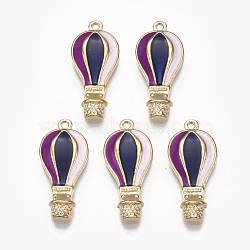 Alloy Pendants, with Enamel, Hot Air Balloon, Light Gold, Colorful, 21.5x10x3mm, Hole: 1.2mm(PALLOY-S177-04A)