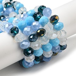 Glass Beads Strands, Faceted, Rondelle, Light Sky Blue, 10x8mm, Hole: 1mm, about 63~65pcs/strand, 19.2~20 inch(48~50cm)(EGLA-A034-M10mm-12)