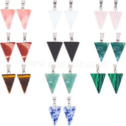 Triangle Gemstone Pendants, with Platinum Tone Brass Findings, 25x15x5.5mm, Hole: 6.5x3.5mm(G-FH0001-02)